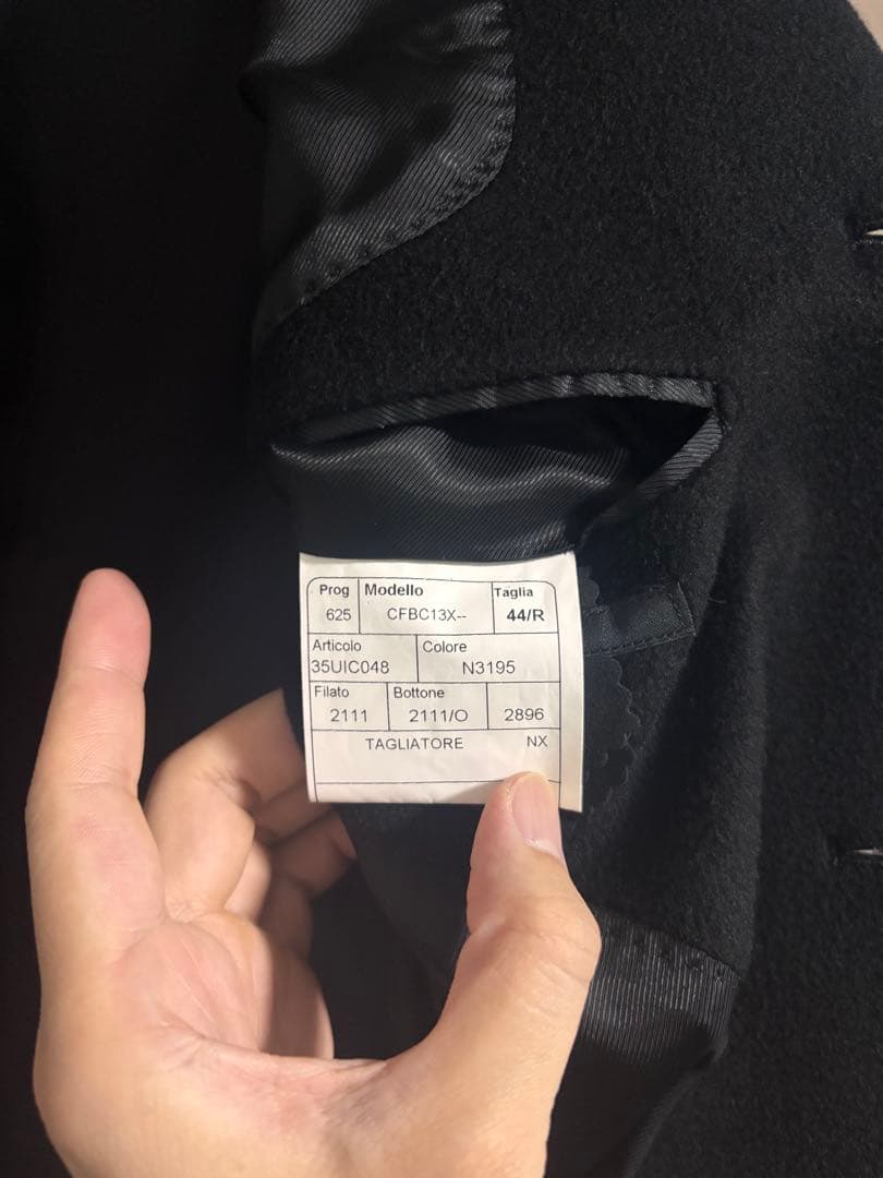 T&J　タリアトーレ　ブラック チェスターコート カシミヤ１００％