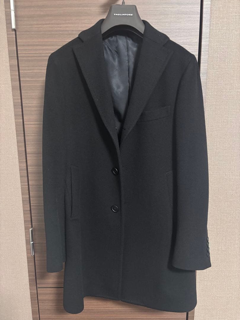 T&J　タリアトーレ　ブラック チェスターコート カシミヤ１００％