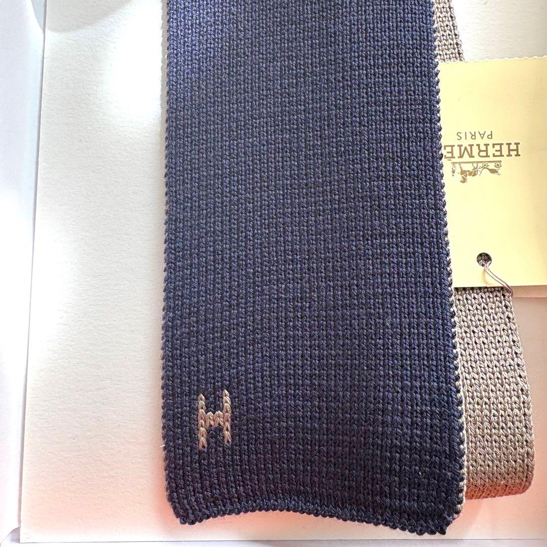 新品未使用☆HERMES エルメス 100%シルクニットネクタイ 4色 Hロゴ
