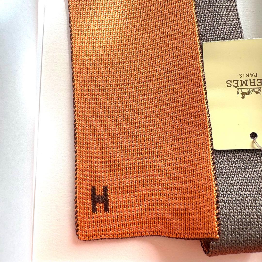 新品未使用☆HERMES エルメス 100%シルクニットネクタイ 4色 Hロゴ