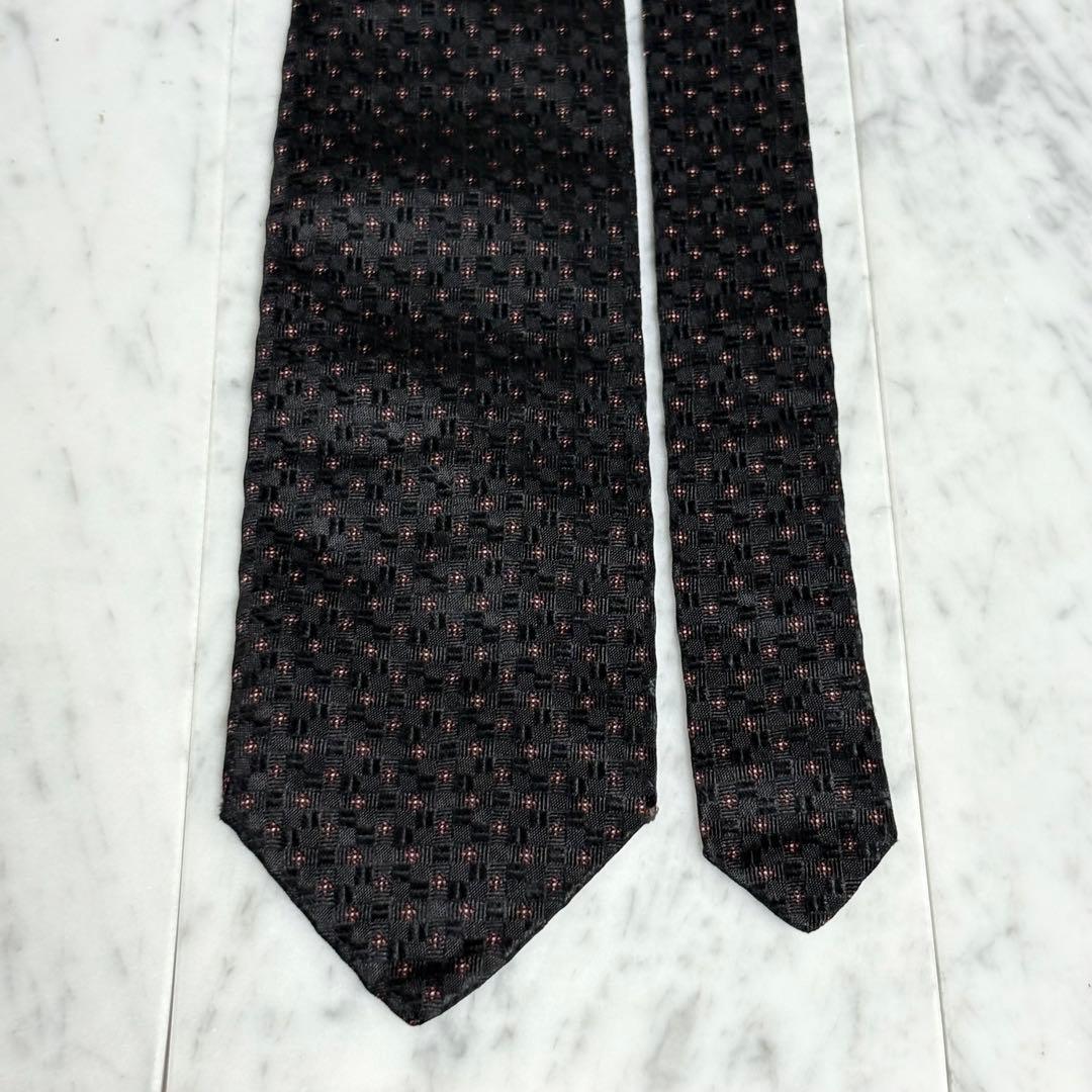PRADA ネクタイ ブラック 小紋 総柄 光沢 レア品