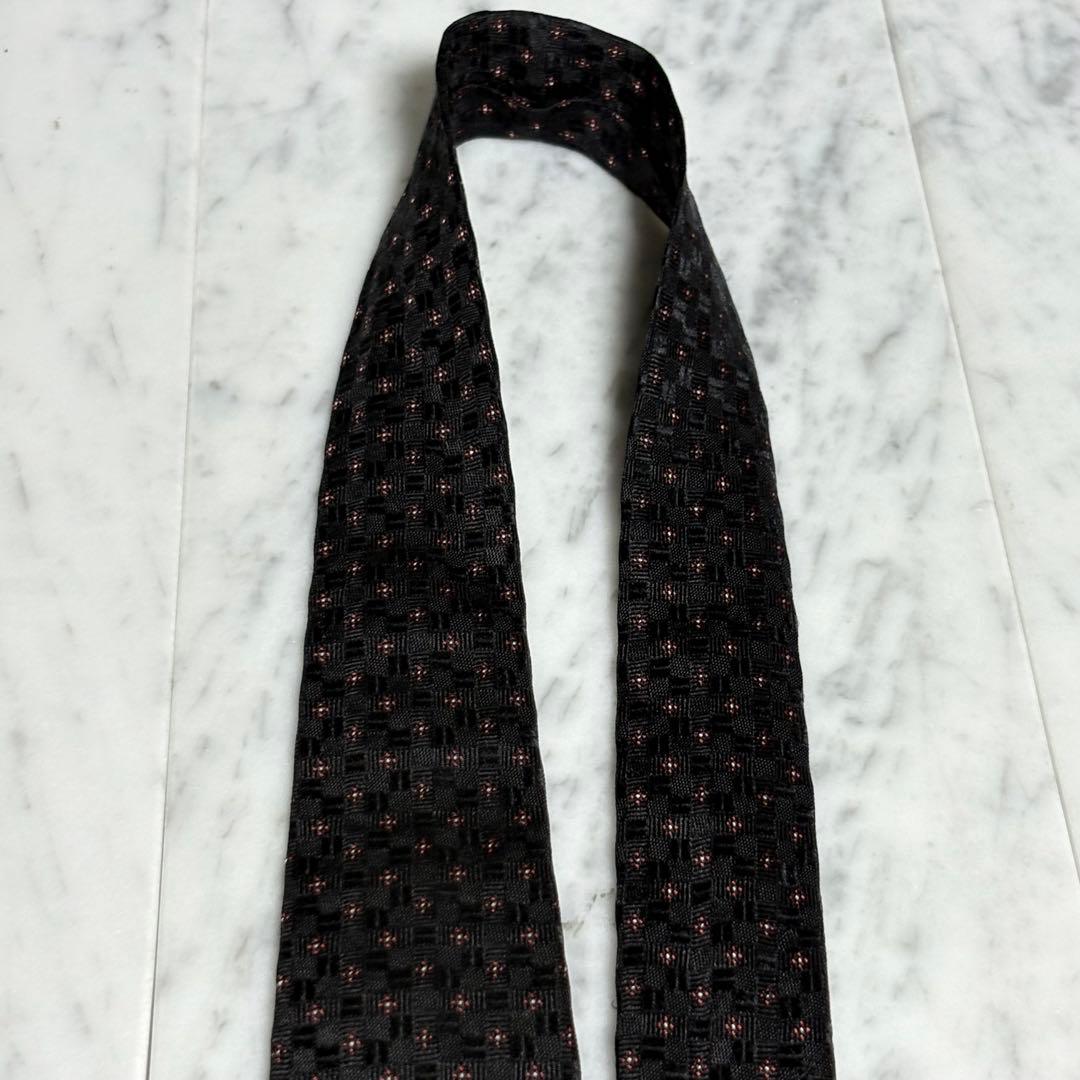 PRADA ネクタイ ブラック 小紋 総柄 光沢 レア品