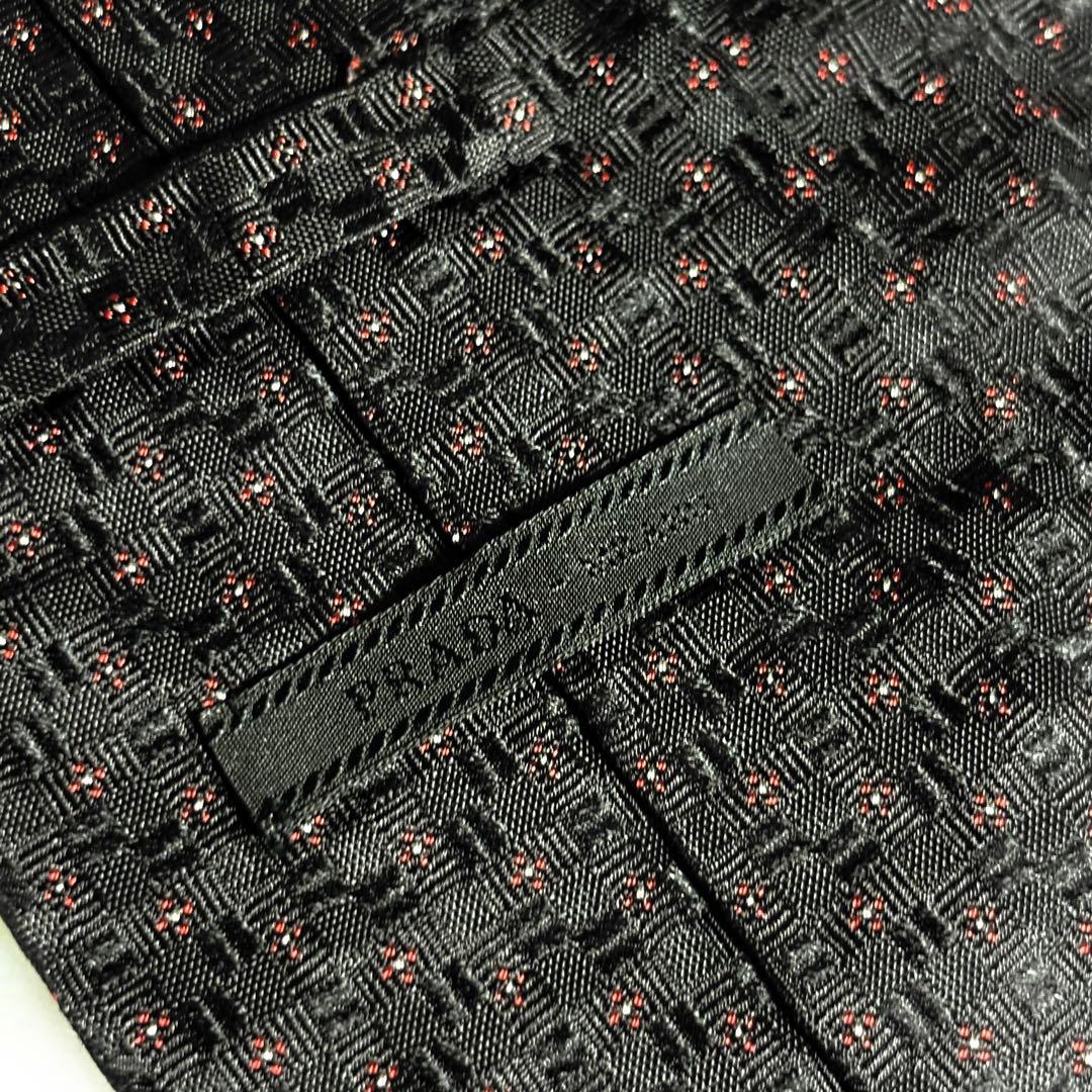 PRADA ネクタイ ブラック 小紋 総柄 光沢 レア品