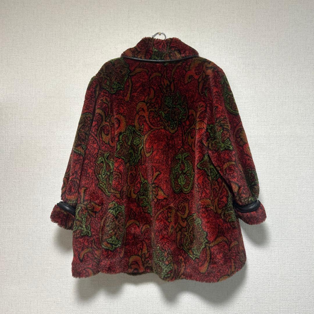★激レアデザイン★ lancetti milano コート　総柄　レザー　ファー