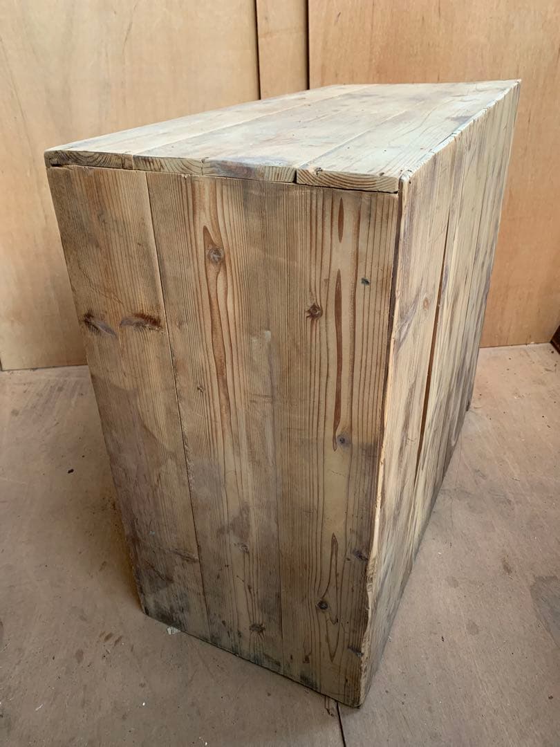 古い木全面ガラス収納陳列棚戸　引き出し2杯　店舗什器古家具