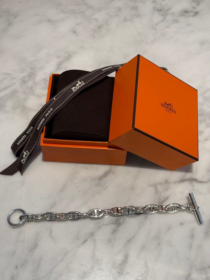 エルメス シルバー　ブレスレット　シェーヌダンクル　GM 15コマ