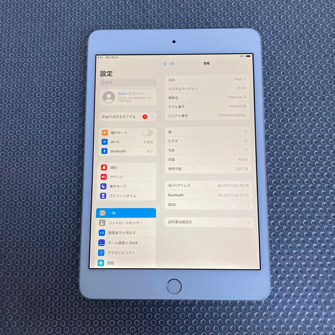 3998 美品☆電池最良好☆iPad mini4 16GB WIFIモデル☆