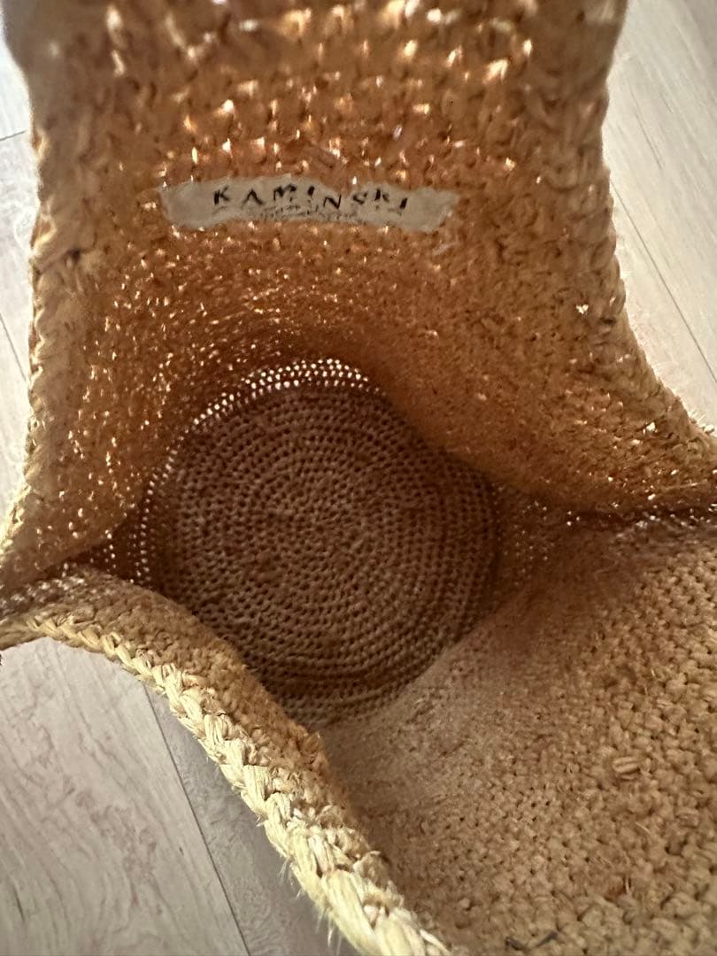 美品　ヘレンカミンスキーKAMINSKI 100%ラフィアかごバッグ