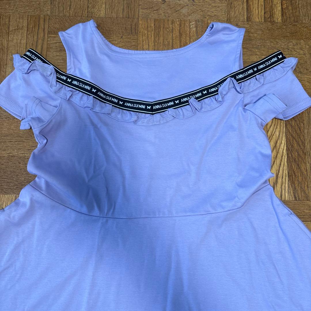 ANNA SUI Mini 薄紫 フリルオフショルダー ワンピース