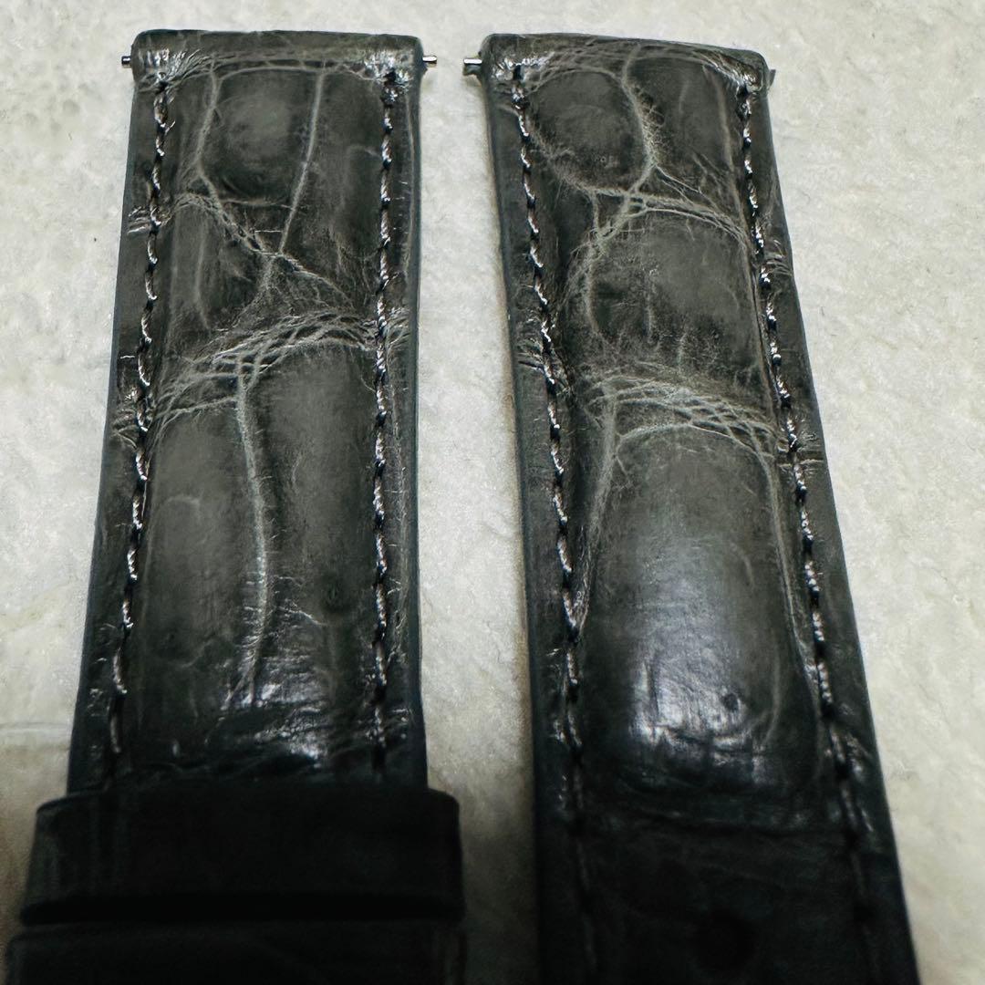 2020#19mm-16mmダークアッシュ★本物クロコダイルベルト★スイス製