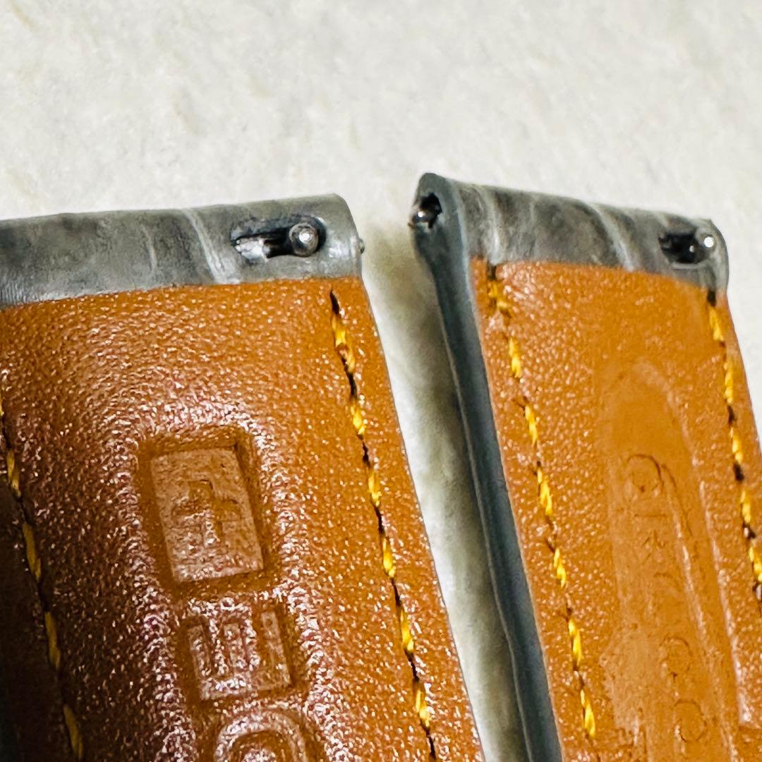 2020#19mm-16mmダークアッシュ★本物クロコダイルベルト★スイス製