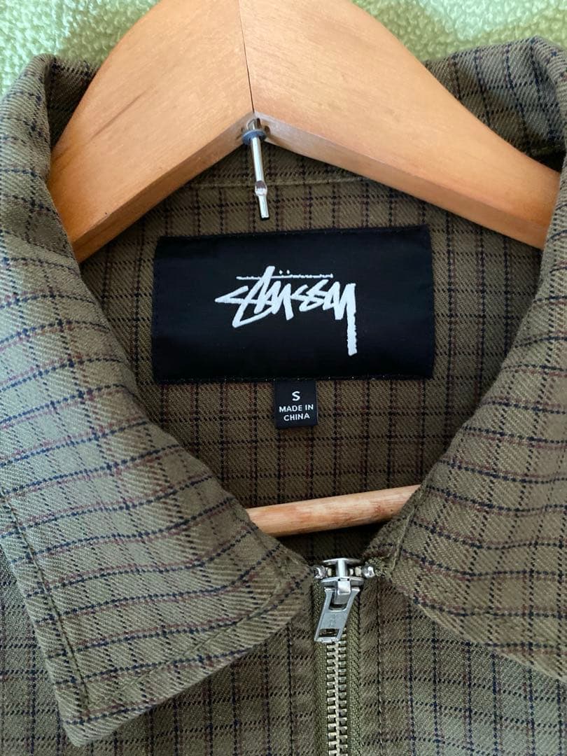 ガ*生様 stussy ステューシー オリーブ　チェック ガレージ ジャケット