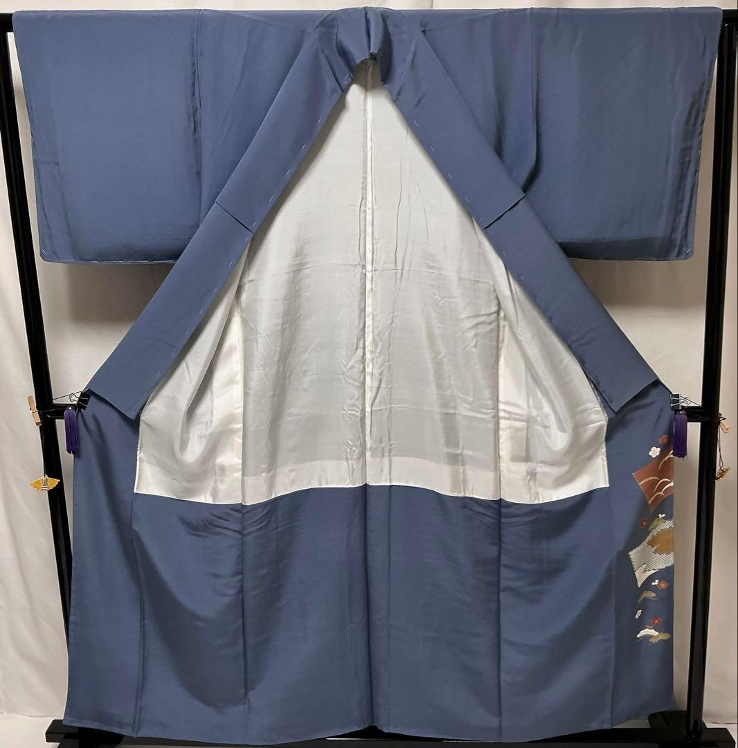 b234 正絹　袷　色留袖　比翼無し一つ紋　金駒刺繍　未使用しつけ付極美品　着物