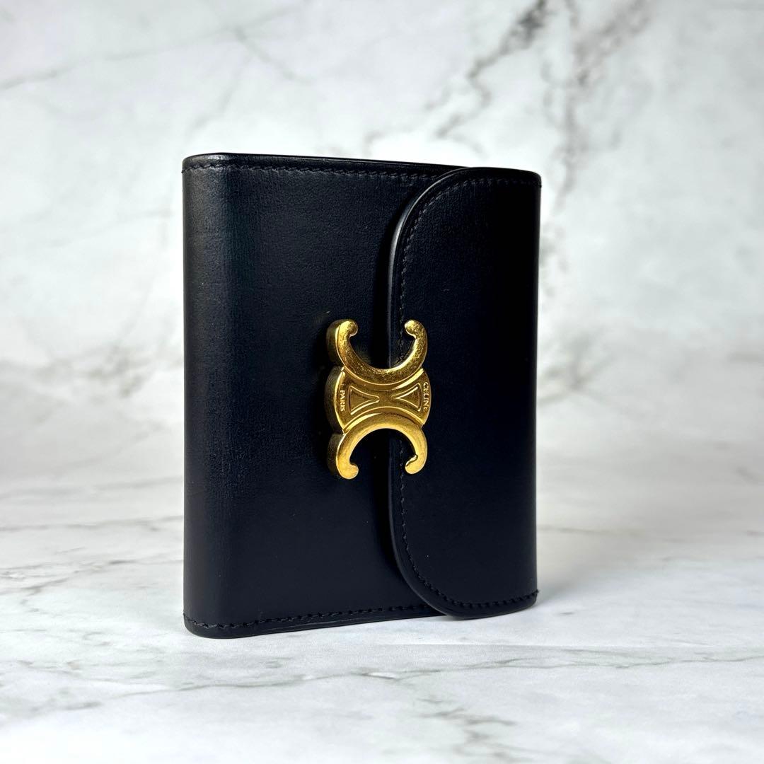 CELINE セリーヌ　トリオンフ　カーフスキン　三つ折り　財布　ミニ財布