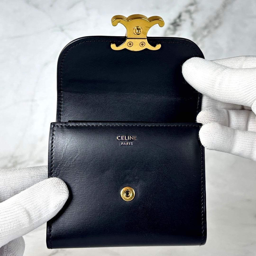 CELINE セリーヌ　トリオンフ　カーフスキン　三つ折り　財布　ミニ財布
