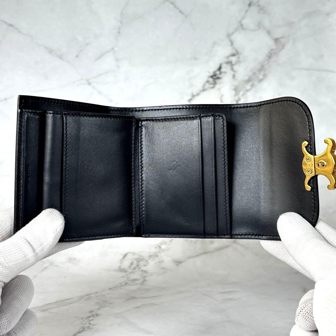 CELINE セリーヌ　トリオンフ　カーフスキン　三つ折り　財布　ミニ財布
