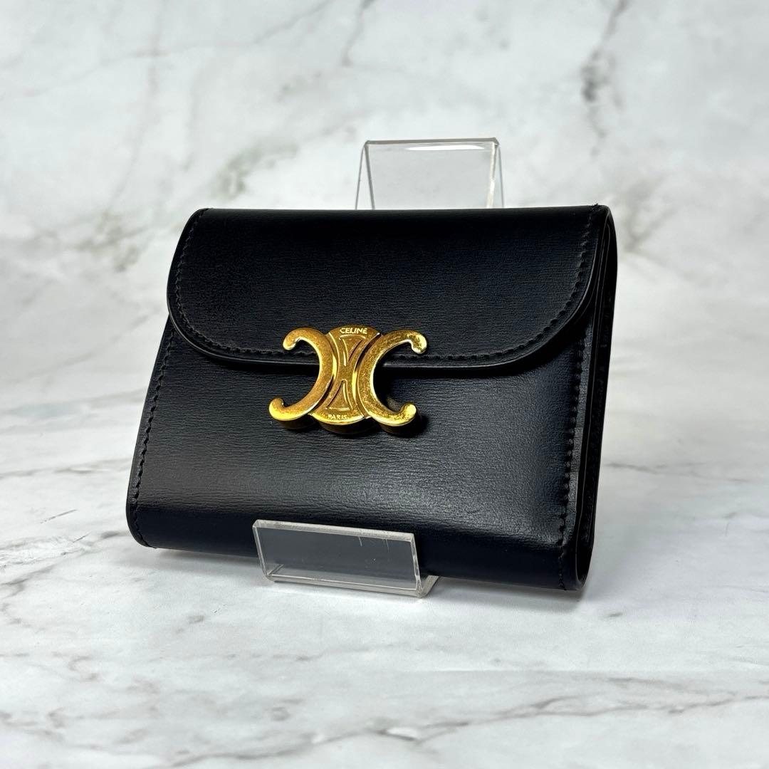 CELINE セリーヌ　トリオンフ　カーフスキン　三つ折り　財布　ミニ財布