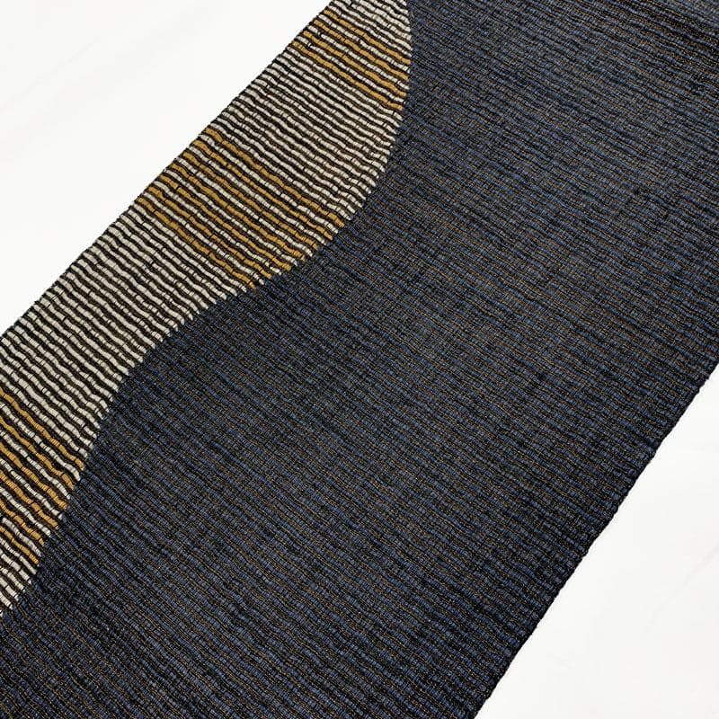 512mn75◇紙布 絹 揺らぎ曲線 金糸 名古屋帯◇美品