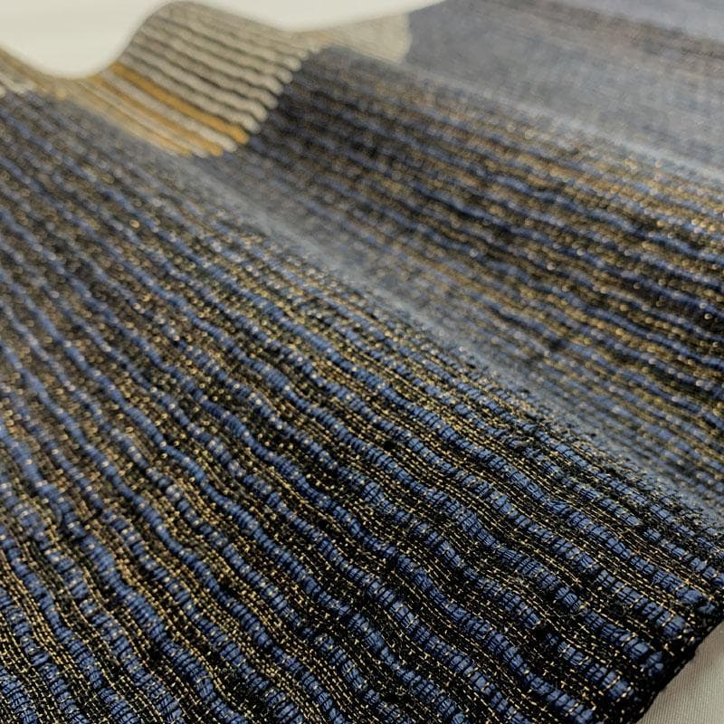 512mn75◇紙布 絹 揺らぎ曲線 金糸 名古屋帯◇美品