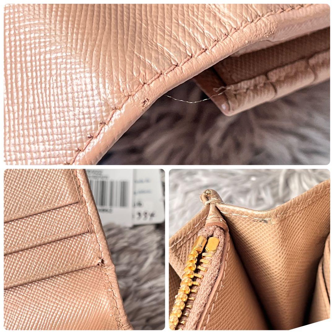 良品✨PRADA フィオッコ　メタルロゴ　サフィアーノ　長財布　ベージュ