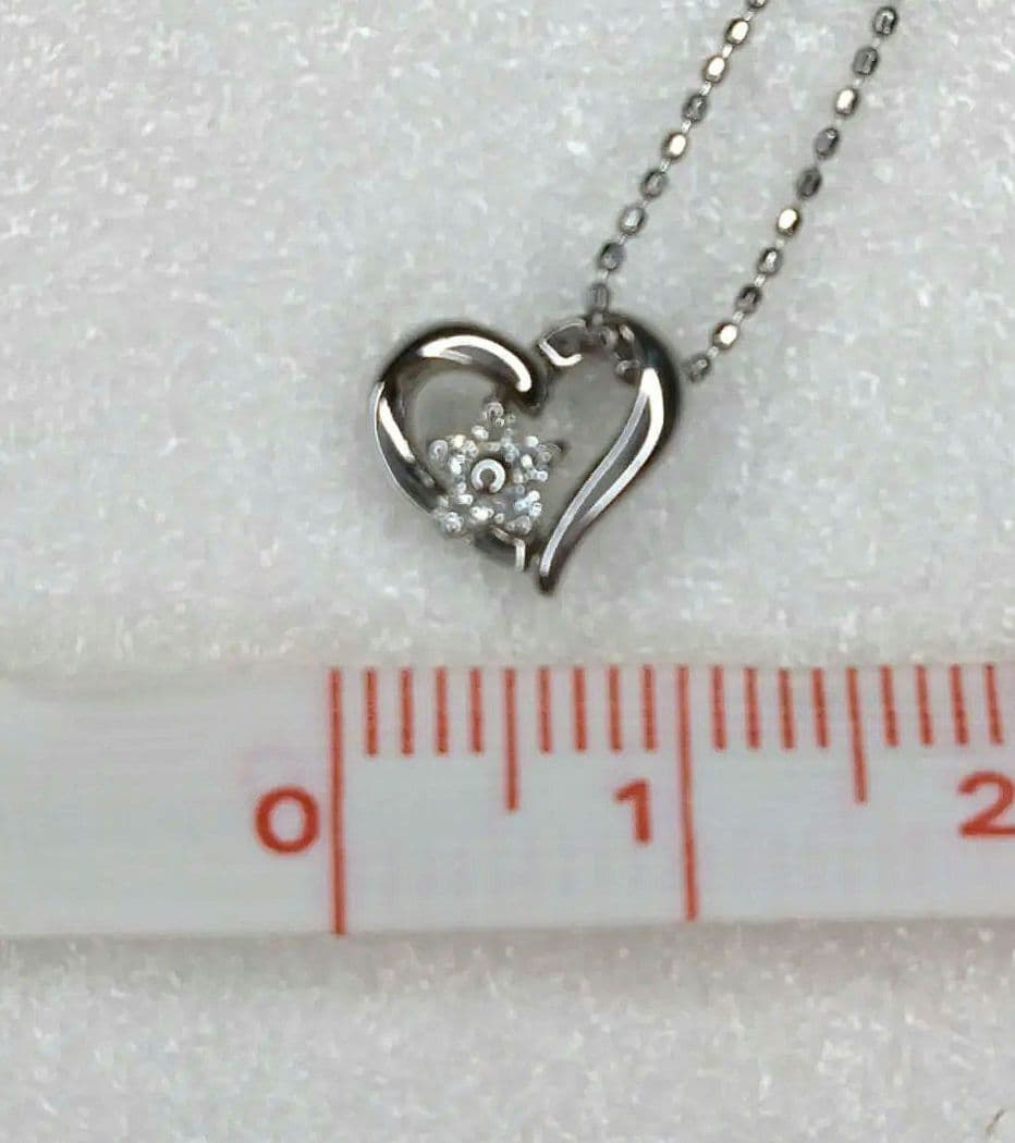 lalala商品 4°C K18WG ハート型ダイヤモンドネックレス
