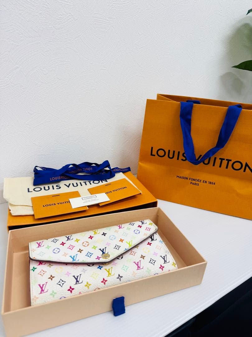 LOUIS VUITTON マルチカラー 長財布 ホワイト 箱袋付