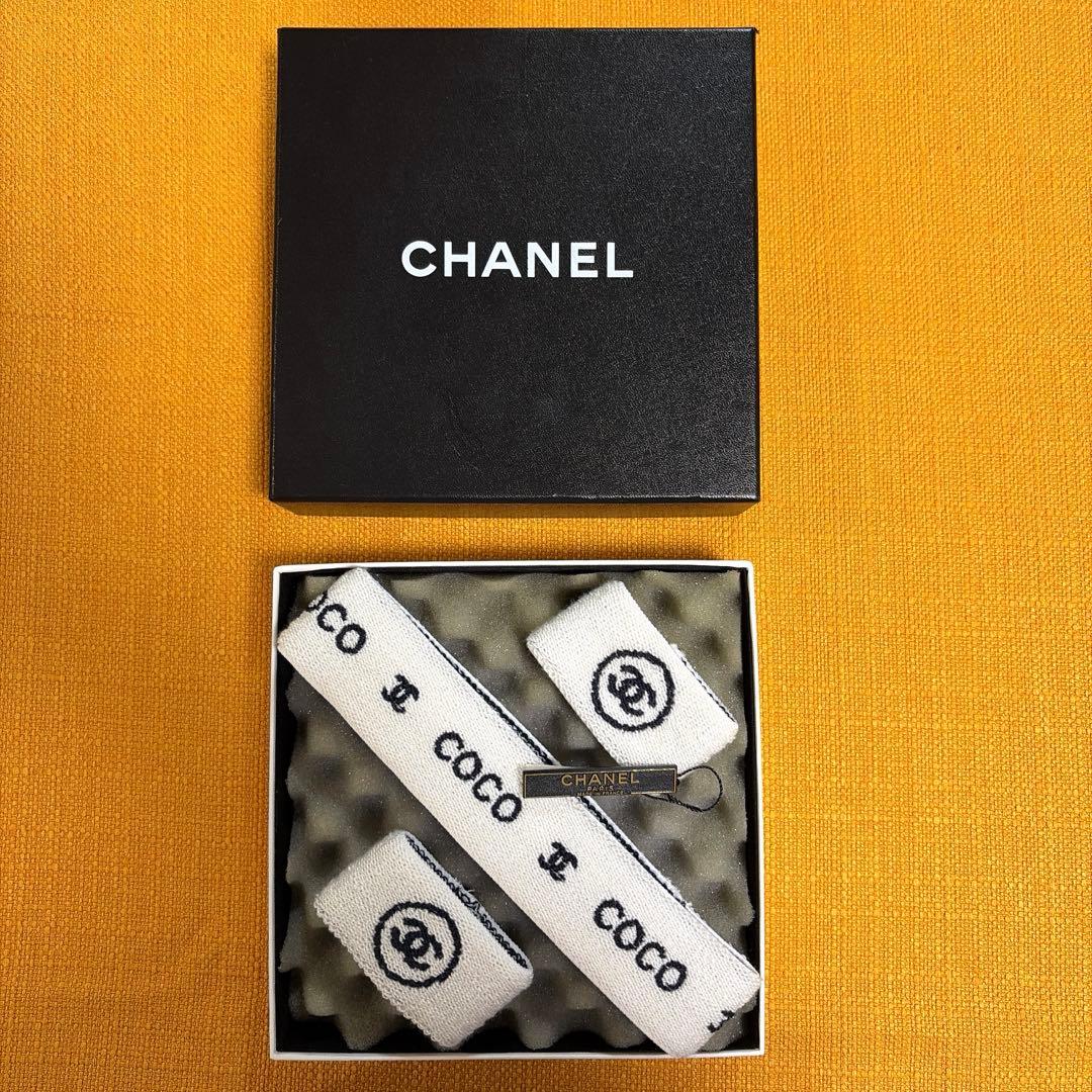 CHANEL Coco シャネル ロゴ ヘアバンド・リストバンドセット