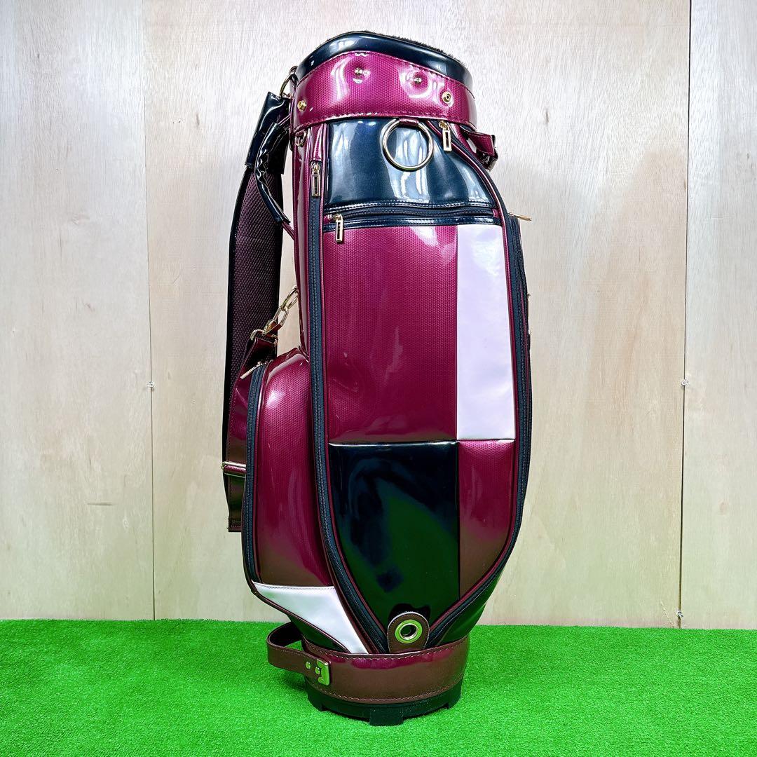 MAJESTY　キャディバッグ　カート式　エナメル素材　ワインレッド系　5分割