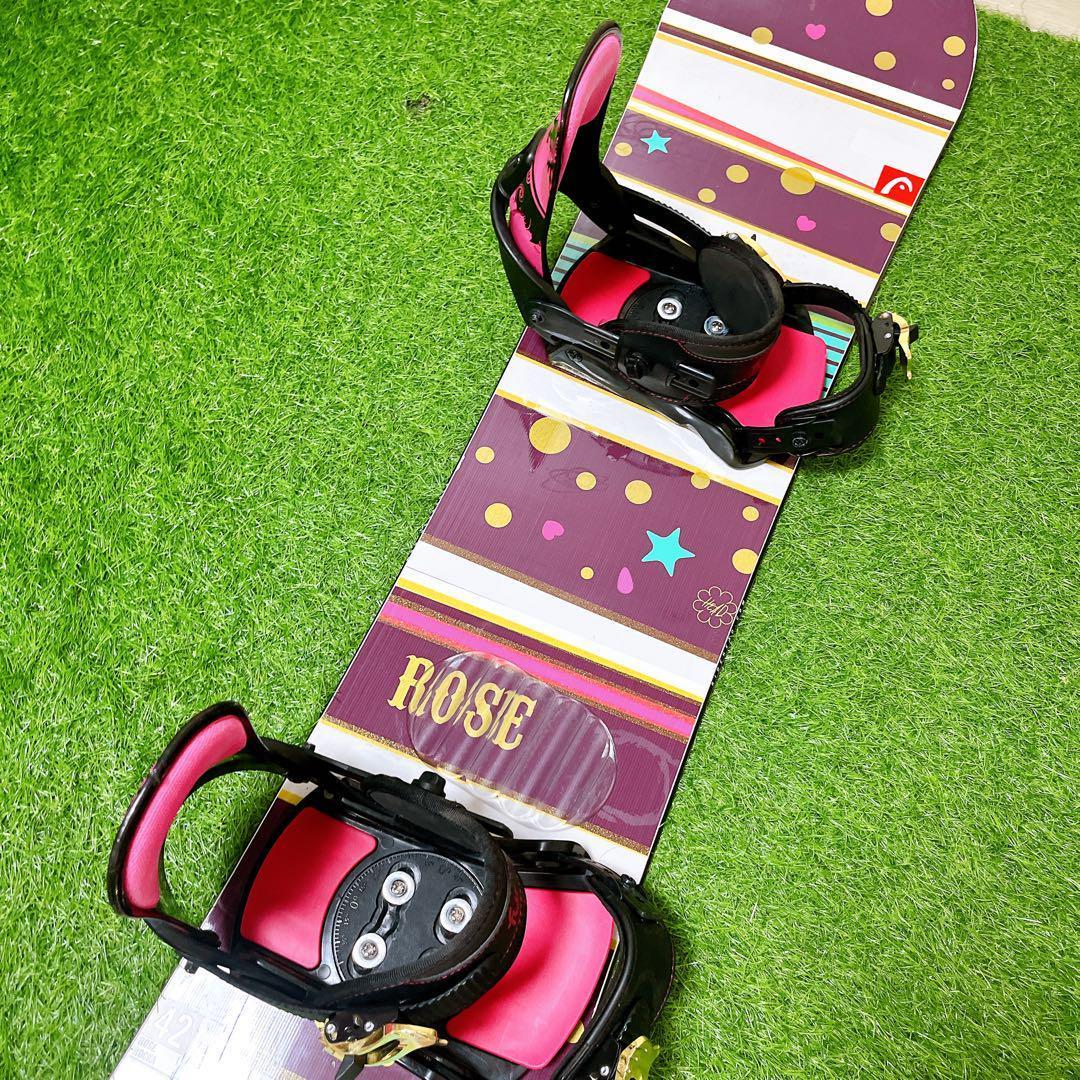 53【レディース3点・ブーツ極美品】HEAD 142cm 24cm スノーボード