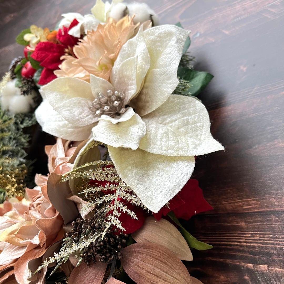 No.25_ 104優美に煌めくクリスマスリース/特大サイズ/冬/造花