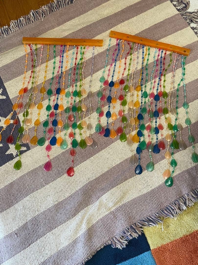 昭和レトロ　プラスチックのれん　簾　暖簾　レトロポップ　当時物　カラフル　ビーズ