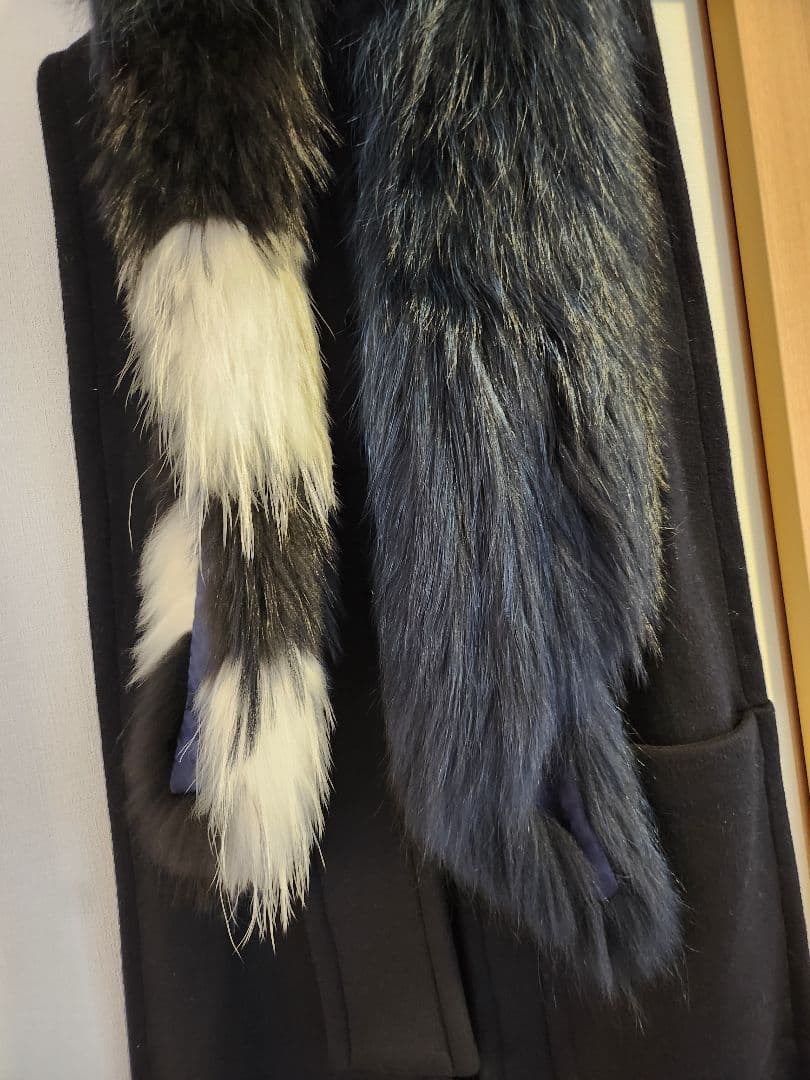 OFF-WHITE ブラックファーポンチョ