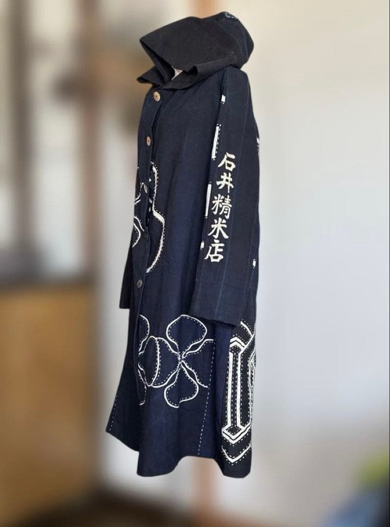 印半纏リメイクフード付きコート