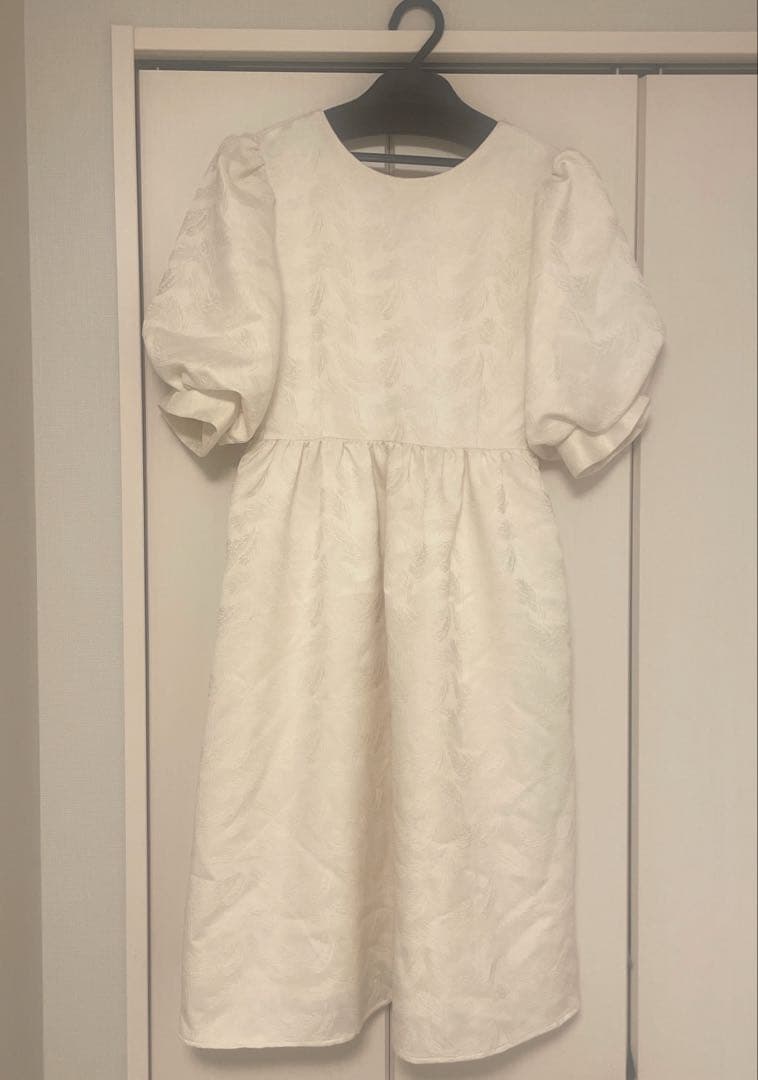 m*♡様 etoll. ジャガードパフスリーブドレス ワンピース