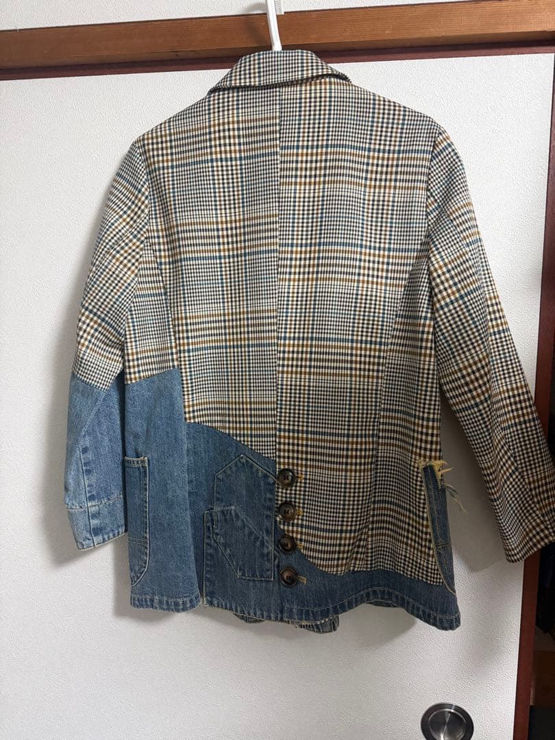 MICALLE MICALLE デニムxグレンチェック柄リメイク風ジャケット