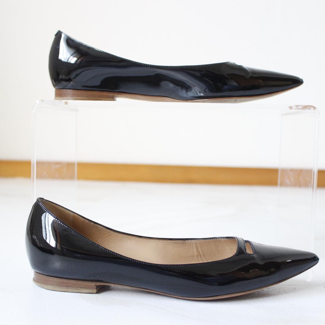 PELLICO アネッリ フラットシューズ 36 ブラック エナメル