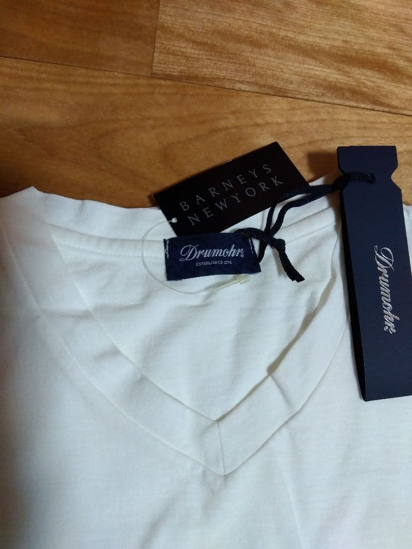 Drumohr ホワイト Vネック Tシャツ SIZE46 ドルモア