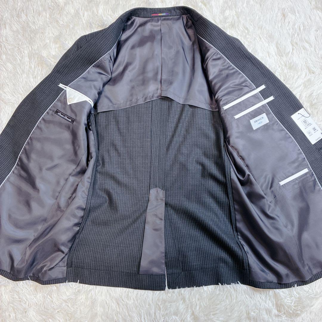【新品】ORIHICA グレー ストライプ ビジネススーツ AB7 XL相当