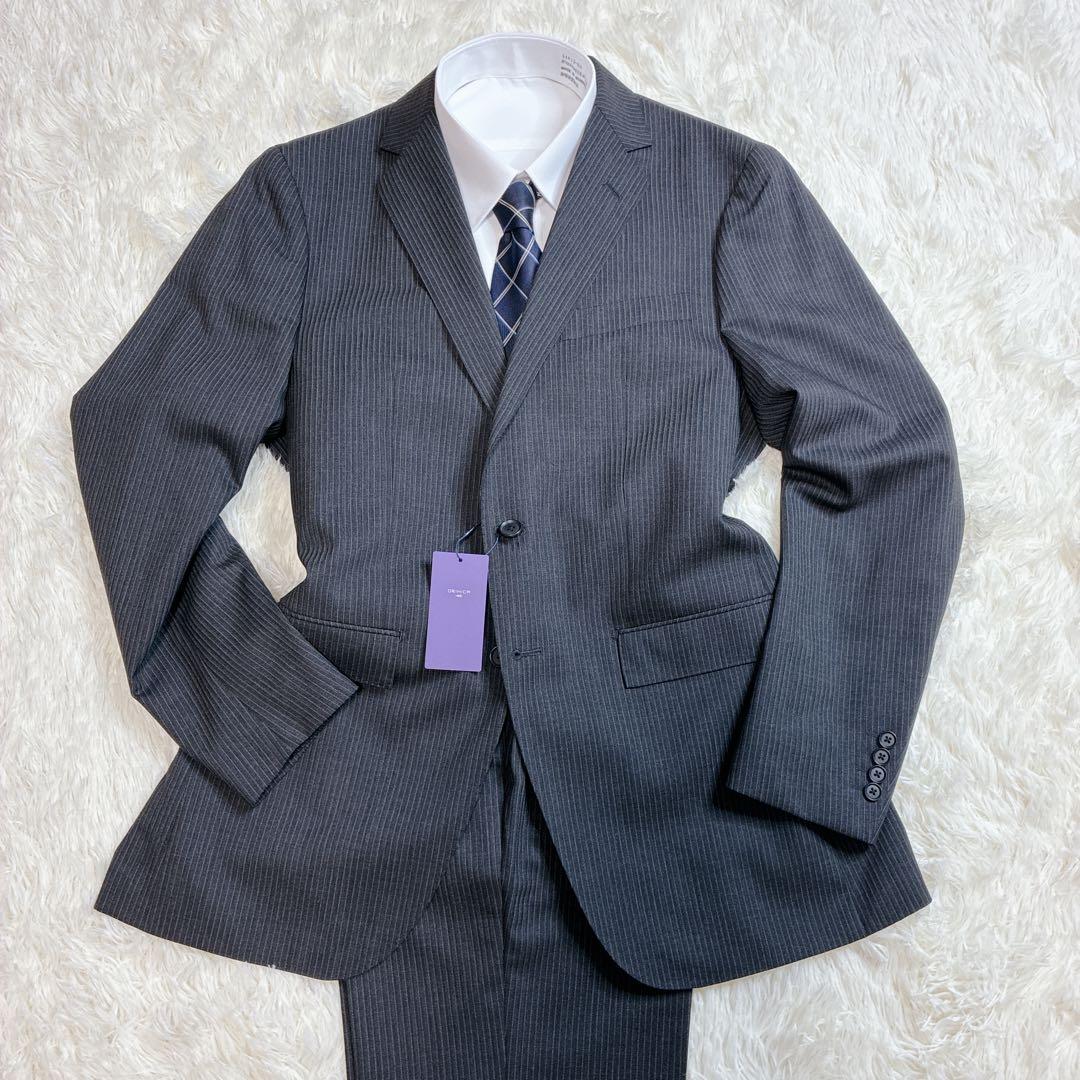 【新品】ORIHICA グレー ストライプ ビジネススーツ AB7 XL相当