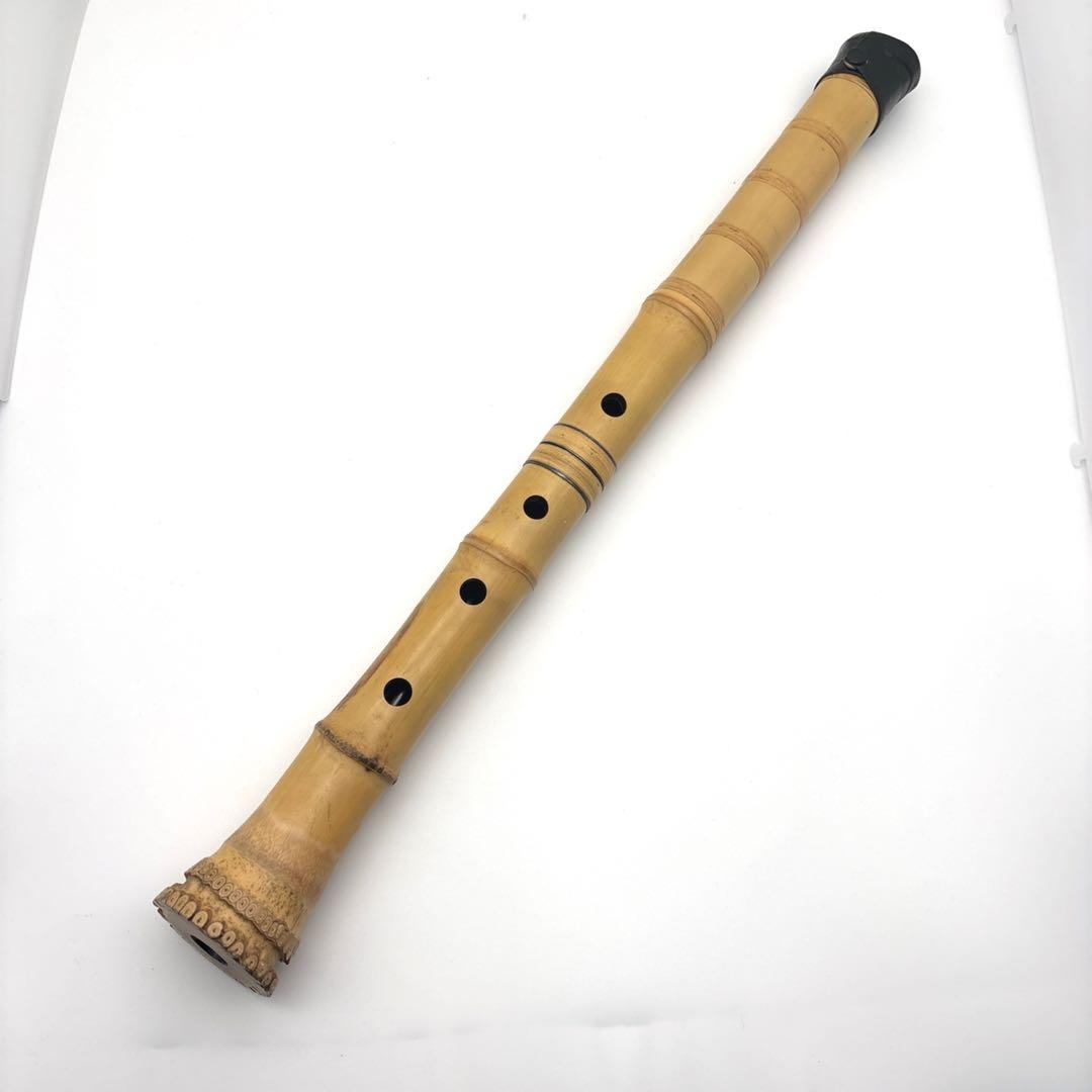 【美品】尺八　琴古流　バチ型　銘あり　竹治　1尺7寸　5孔　和楽器　唄口7号