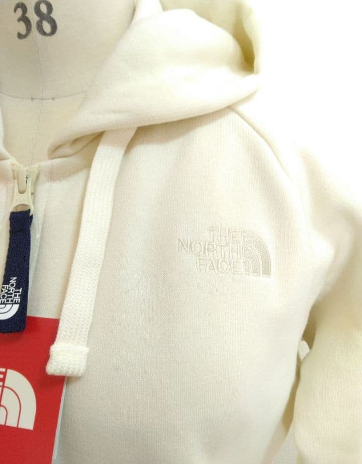 ビンテージホワイト色 ジップアップ フード付きパーカー