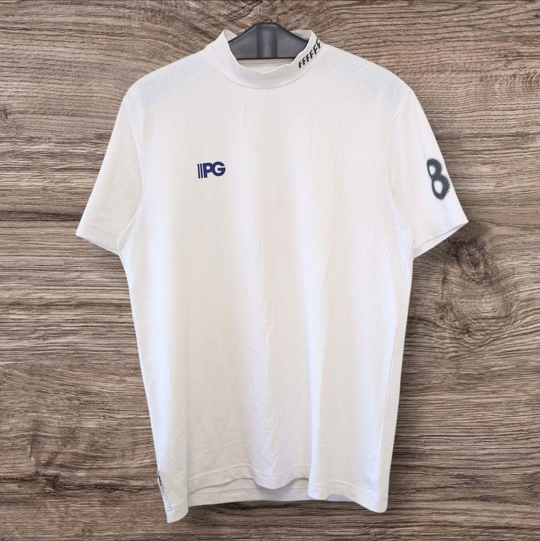 【極美品】パーリーゲイツ モックネック 半袖 シャツ ホワイト サイズ5 L相当