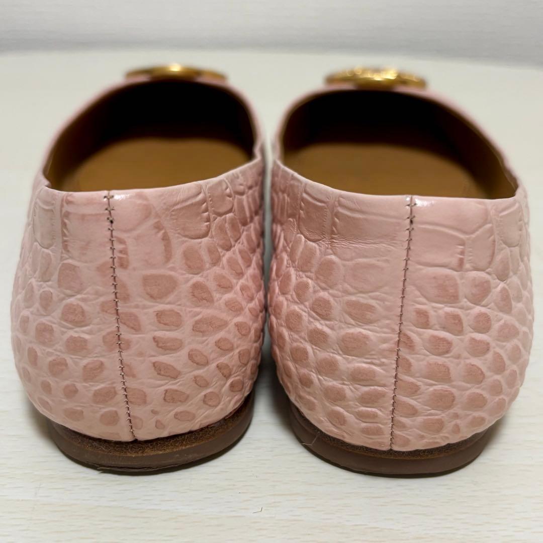 あさこ　トリーバーチ　バレエ　フラットシューズ　クロコ型押し 24cm