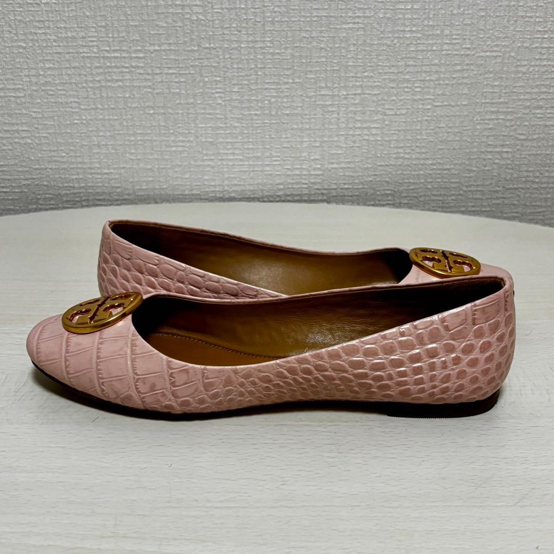 あさこ　トリーバーチ　バレエ　フラットシューズ　クロコ型押し 24cm