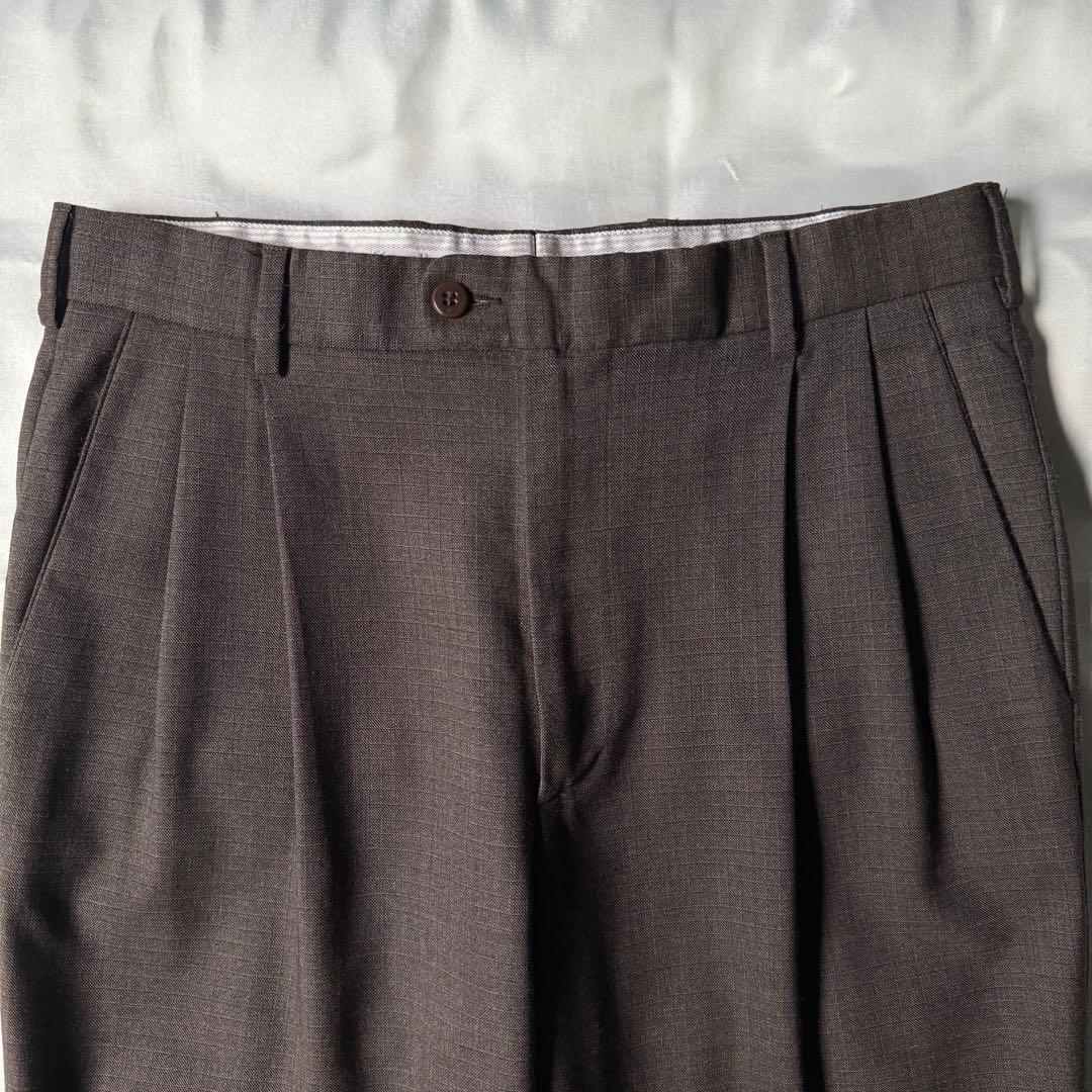 【希少】 80s NORDSTROM イタリア製 織柄 ウール ワイドスラックス