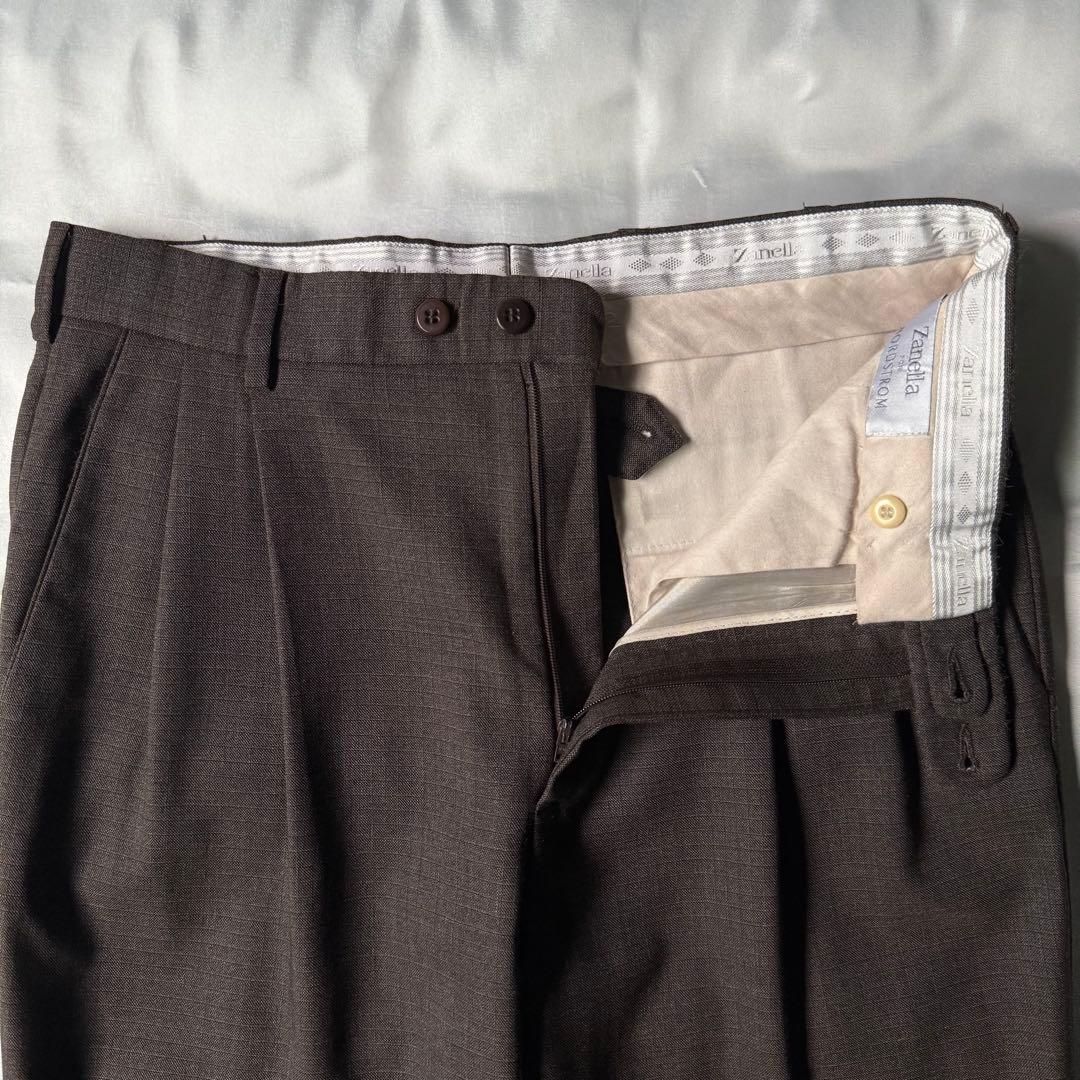 【希少】 80s NORDSTROM イタリア製 織柄 ウール ワイドスラックス