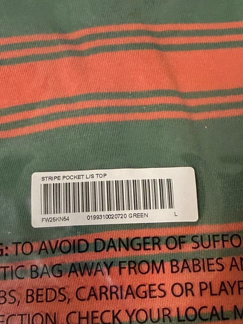 トップス Supreme Stripe Pocket L/S Top Green L