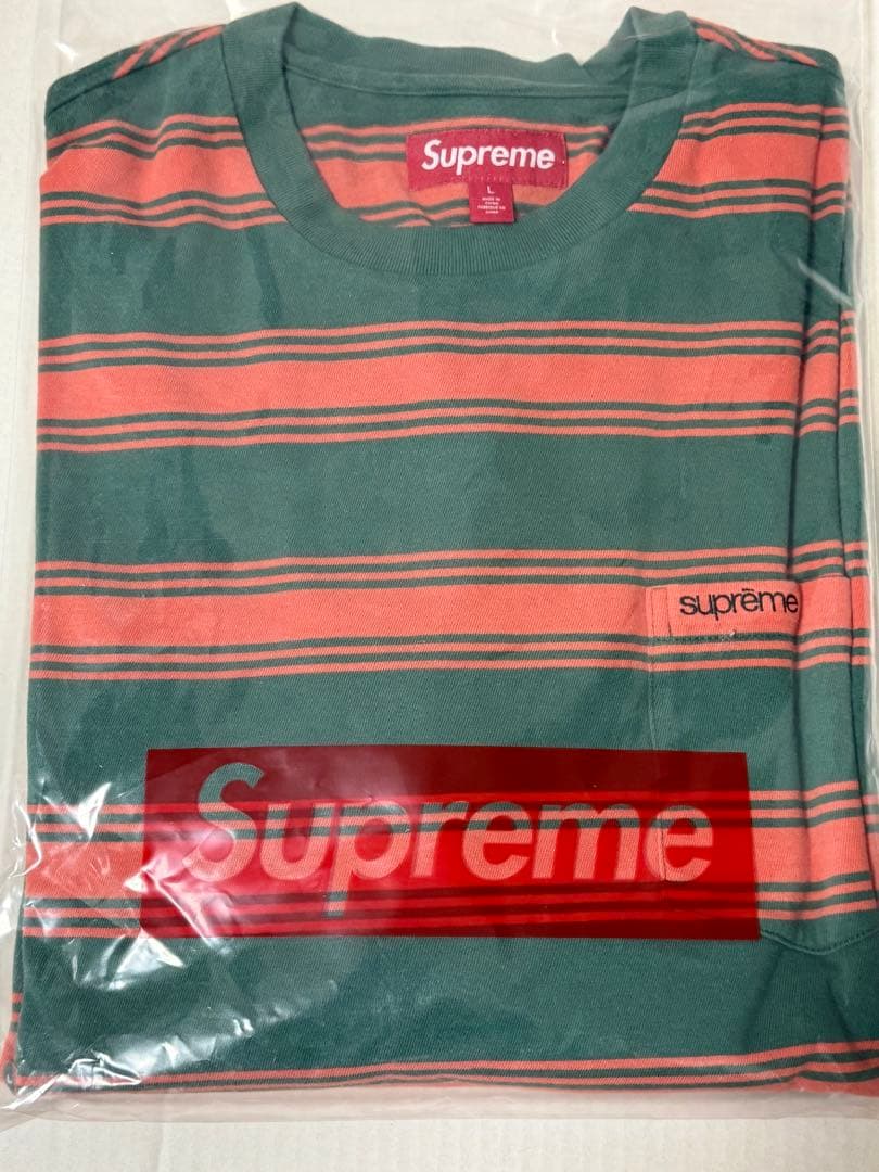 トップス Supreme Stripe Pocket L/S Top Green L