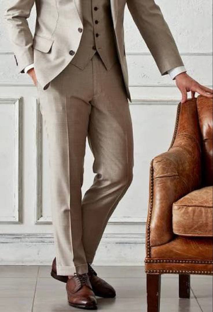 ロロ・ピアーナ イタリア製 ウール 100% ベージュ スーツ 3点セット