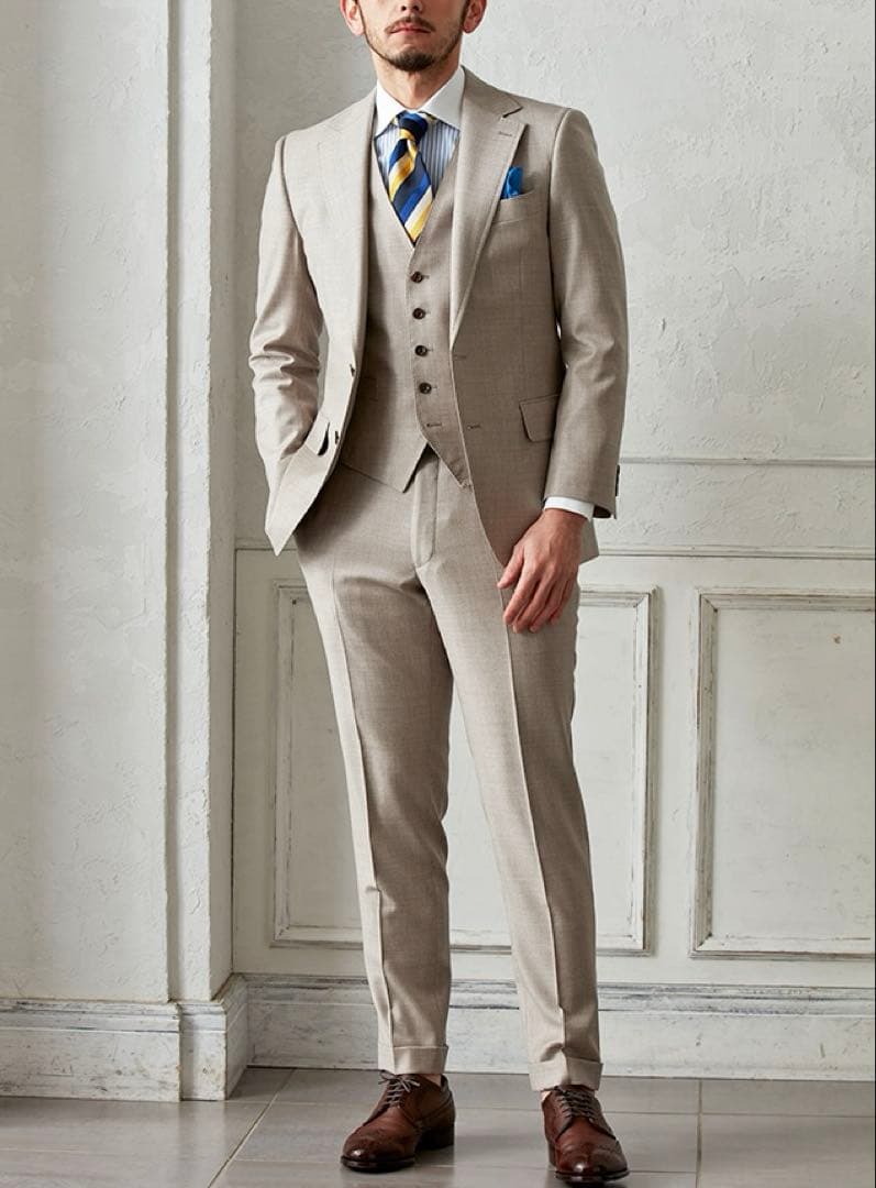 ロロ・ピアーナ イタリア製 ウール 100% ベージュ スーツ 3点セット